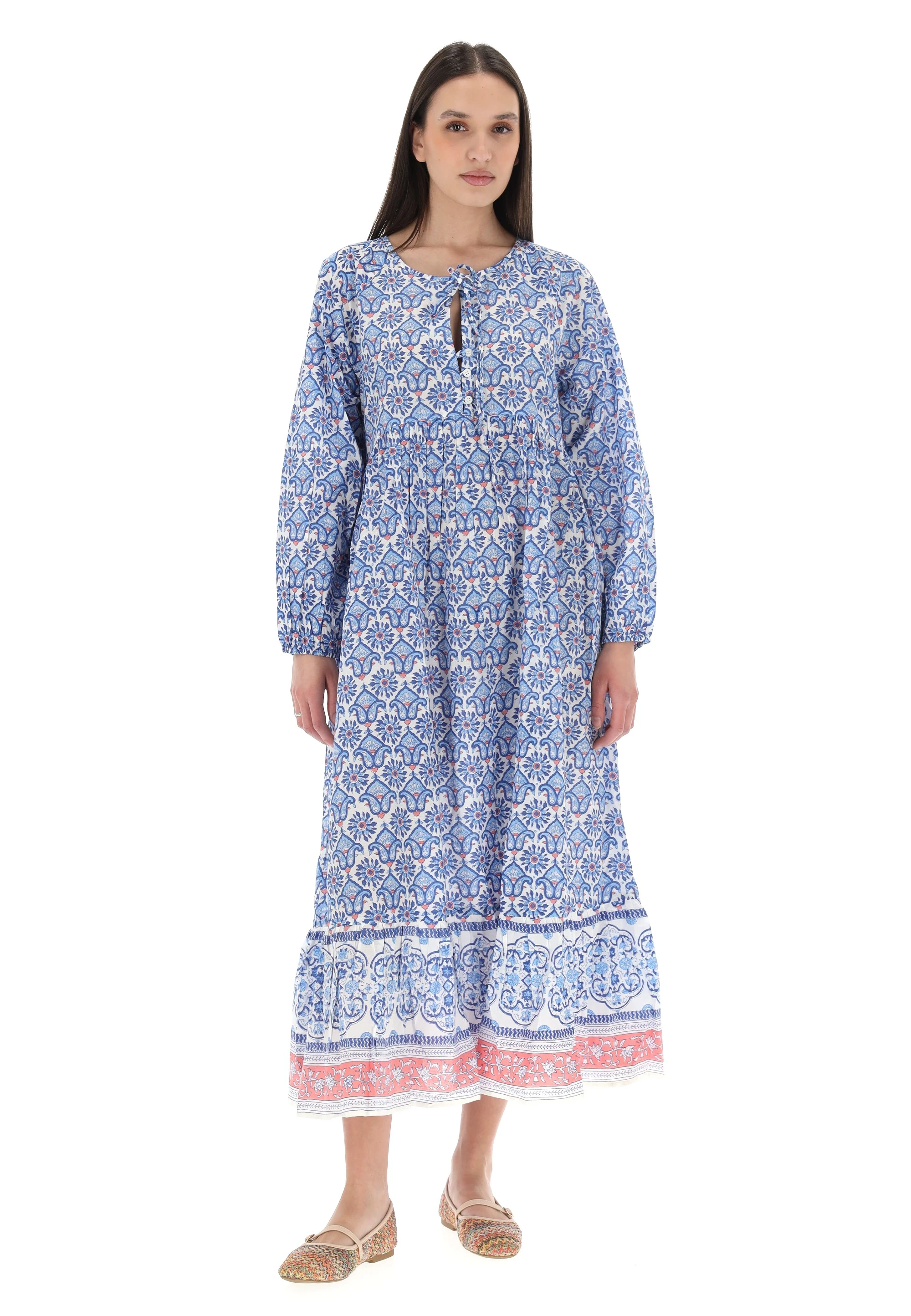 Vestito lungo in fantasia arabesque Luna Llena donna
